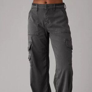 American Eagle - Gray Super High Rise Baggy Wide Leg Dreamy Drape Cargo Pants